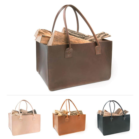 Kaminholztasche aus Leder