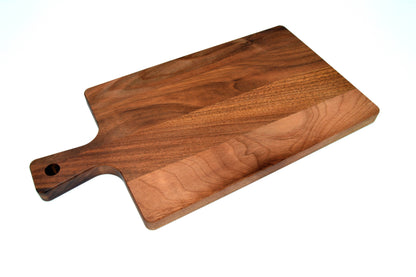 Standard-Holzbrett mit Griff aus Walnuss- und Buchenholz ca. 38/20/2 cm, Tapasbrett, Käsebrett