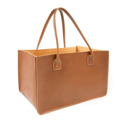 Einkaufstasche in Leder für den Markt oder Kaminholztasche aus Leder