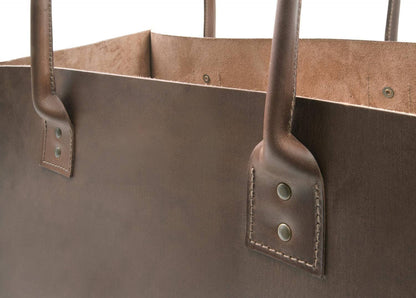 Einkaufstasche in Leder für den Markt oder Kaminholztasche aus Leder