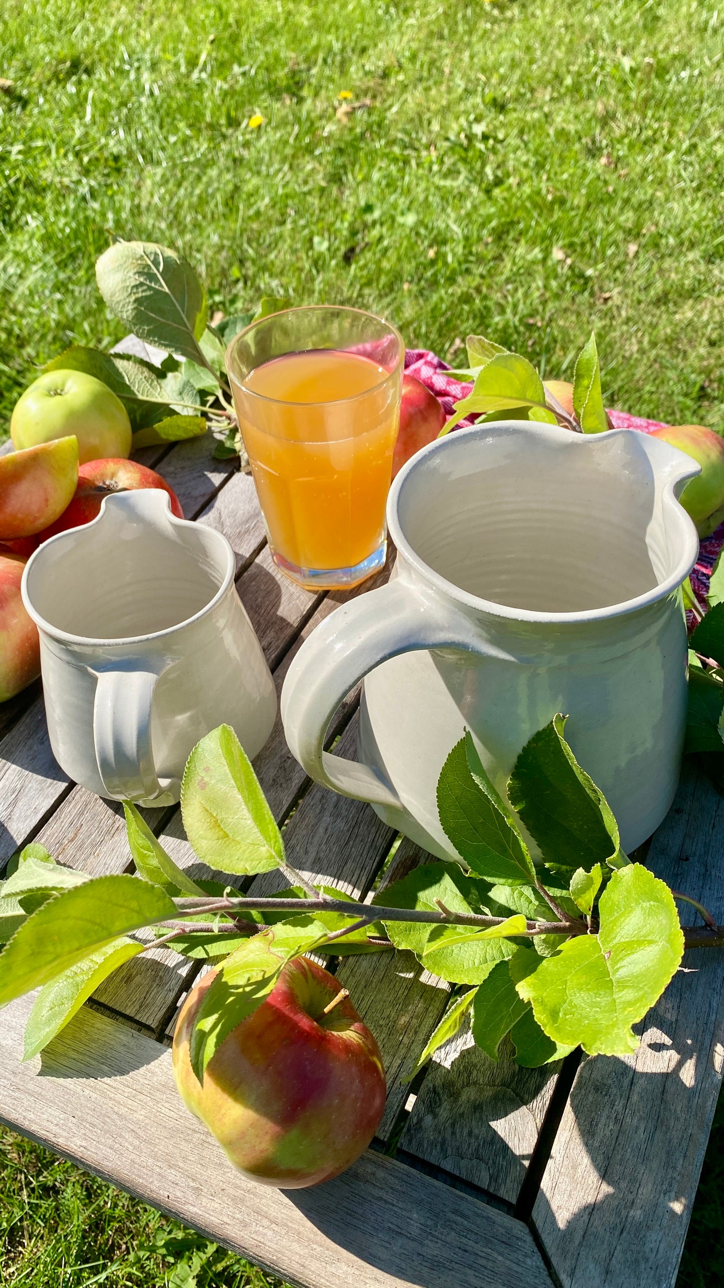 Jug set of 2 wide (small &amp; large) hand-made