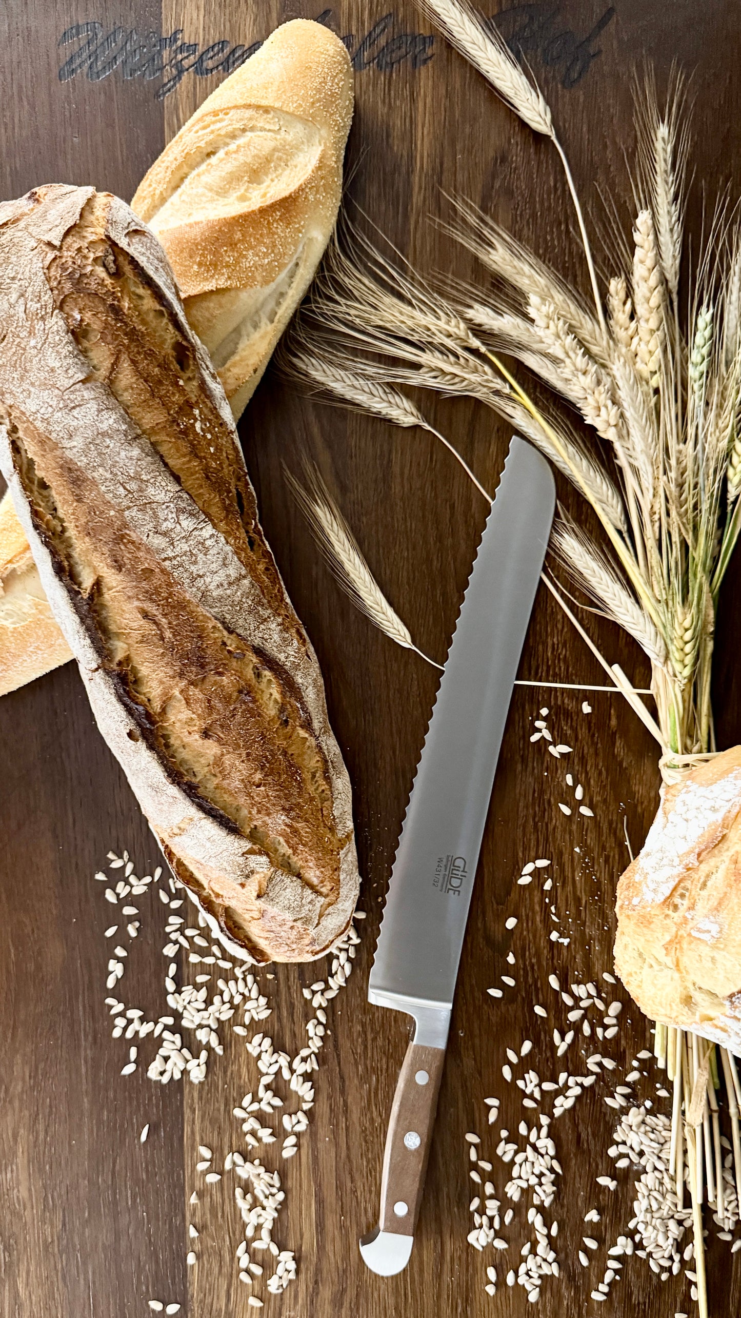 Güde bread knife Alpha walnut (blade length 32 cm)