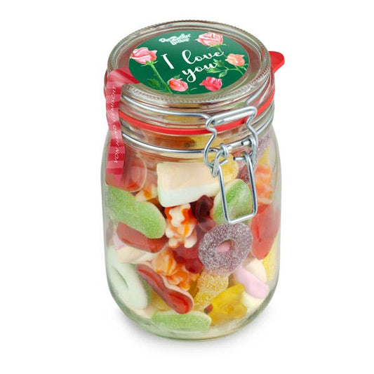 Midi Glas I Love You Süßigkeiten Geschenk mit Liebe