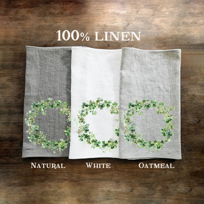 Küchentuch aus 100% Leinen mit Kleekranz-Print