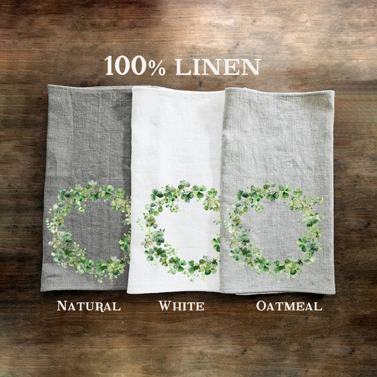 Küchentuch aus 100% Leinen mit Kleekranz-Print