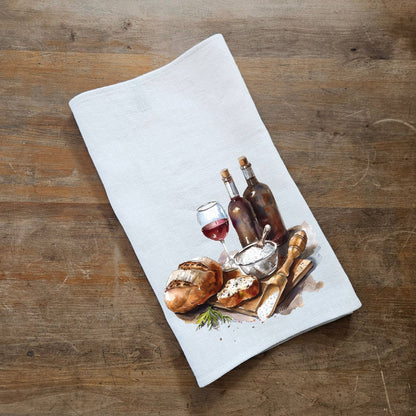 Küchentuch aus 100% Leinen mit Wine&Bread-Aufdruck