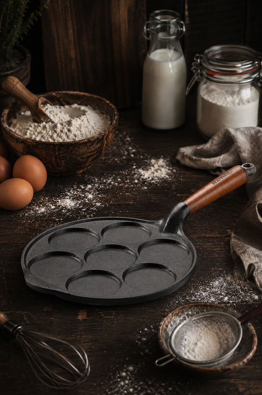Pfannkuchenpfanne aus Gusseisen 23 cm mit 7 Mulden – Skeppshult