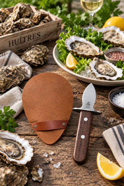 Geschenkset „Austernliebe“ – Austernöffner & Lederhandschuh