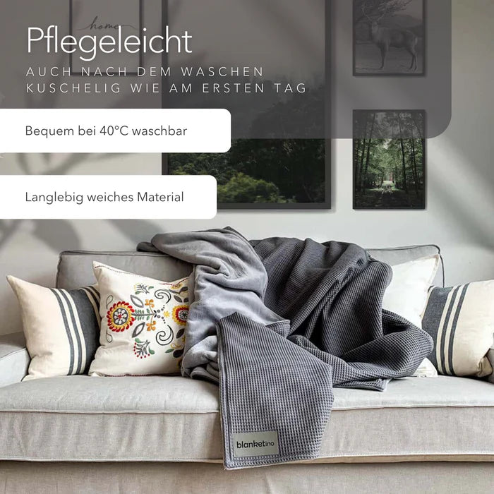 Blanketino Kuscheldecke "Vollkommen" Grau · Gletschergrau XL · 210x145