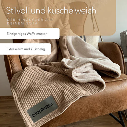 Blanketino Kuscheldecke "Vollkommen" Latte Macchiato · Sandweiß XL · 210x145
