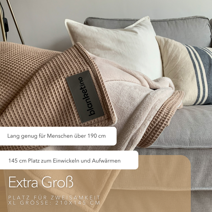 Blanketino Kuscheldecke "Vollkommen" Latte Macchiato · Sandweiß XL · 210x145