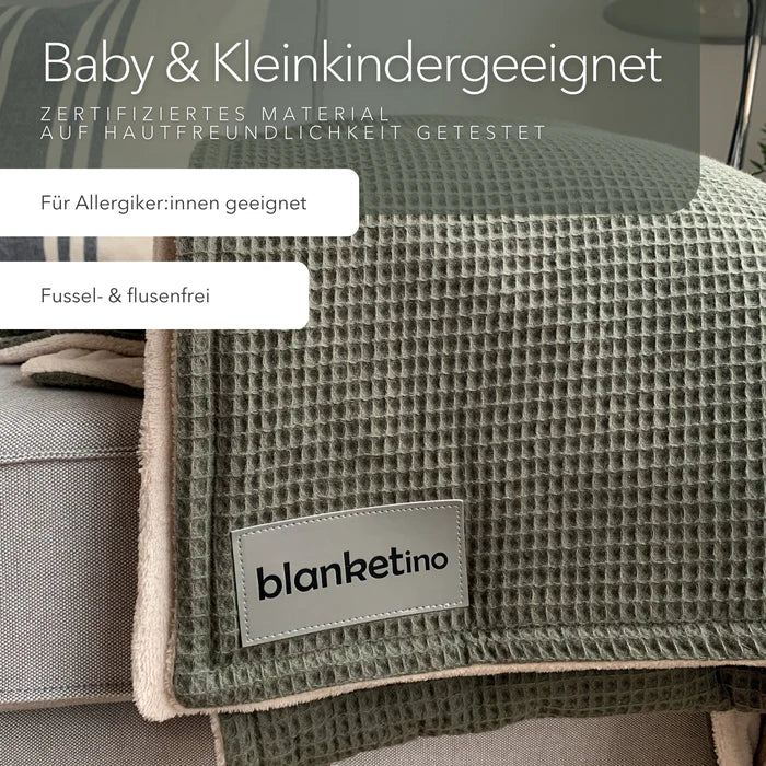 Blanketino Kuscheldecke "Vollkommen" Waldgrün · Sandweiß XL · 210x145