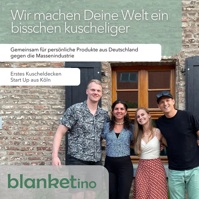 Blanketino Kuscheldecke mit Baumwollstrick · Seegrün· Sandweiß XL · 210x145