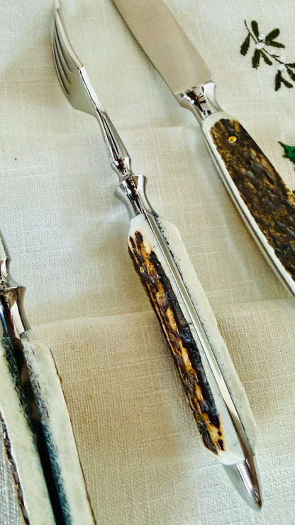 Oak leaves - dinner knife with stag horn handle