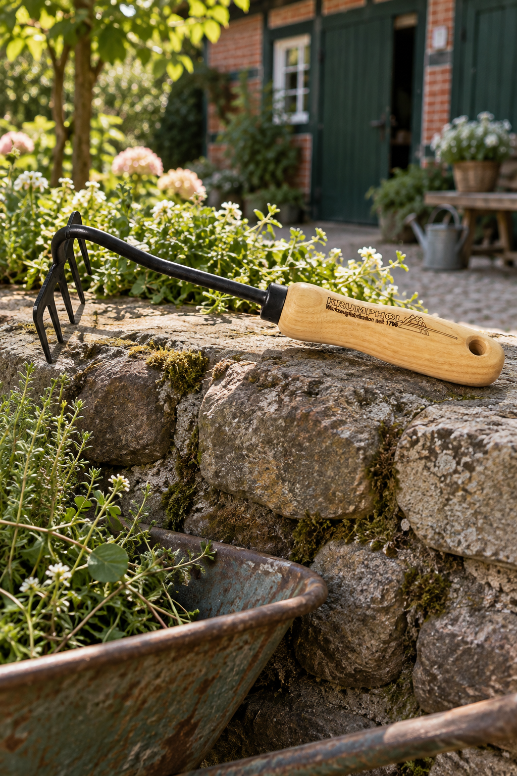 Krumpholz Handharke 5 Zinken Nr. 1449 – mit 14 cm Eschengriff
