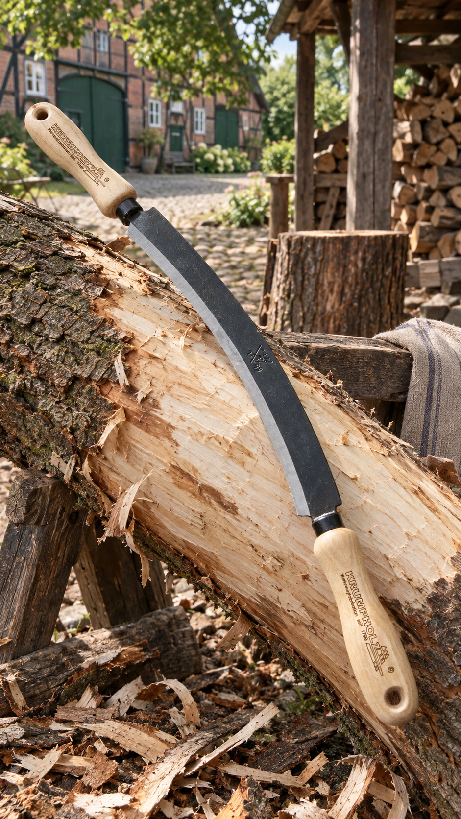 Krumpholz - Zugmesser / Wagnermesser Nr. 0842 mit gebogener 27 cm Schneide