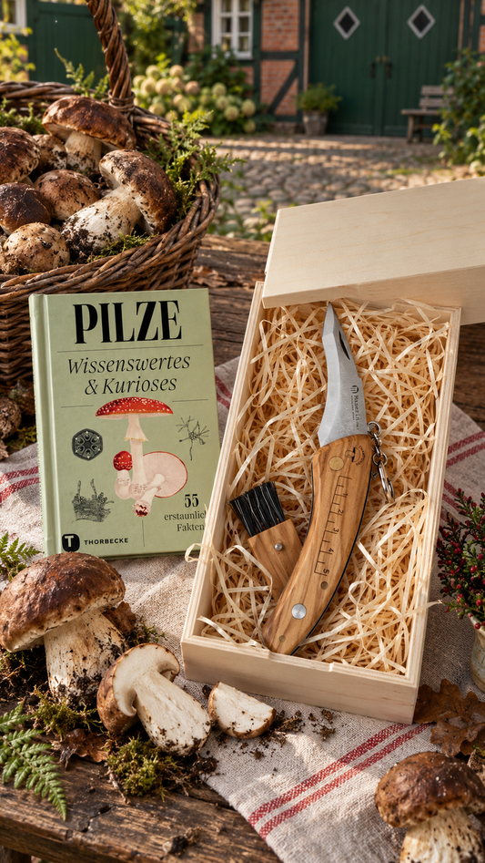 Geschenkset Pilzmesser & Pilzbuch Wissenswertes und Kurioses