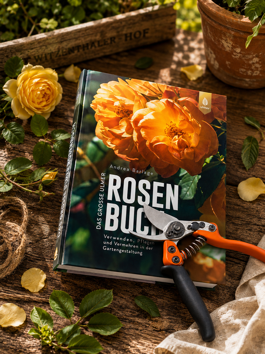 Gift set The big rose book with original Löwe bypass scissors with rolling handle