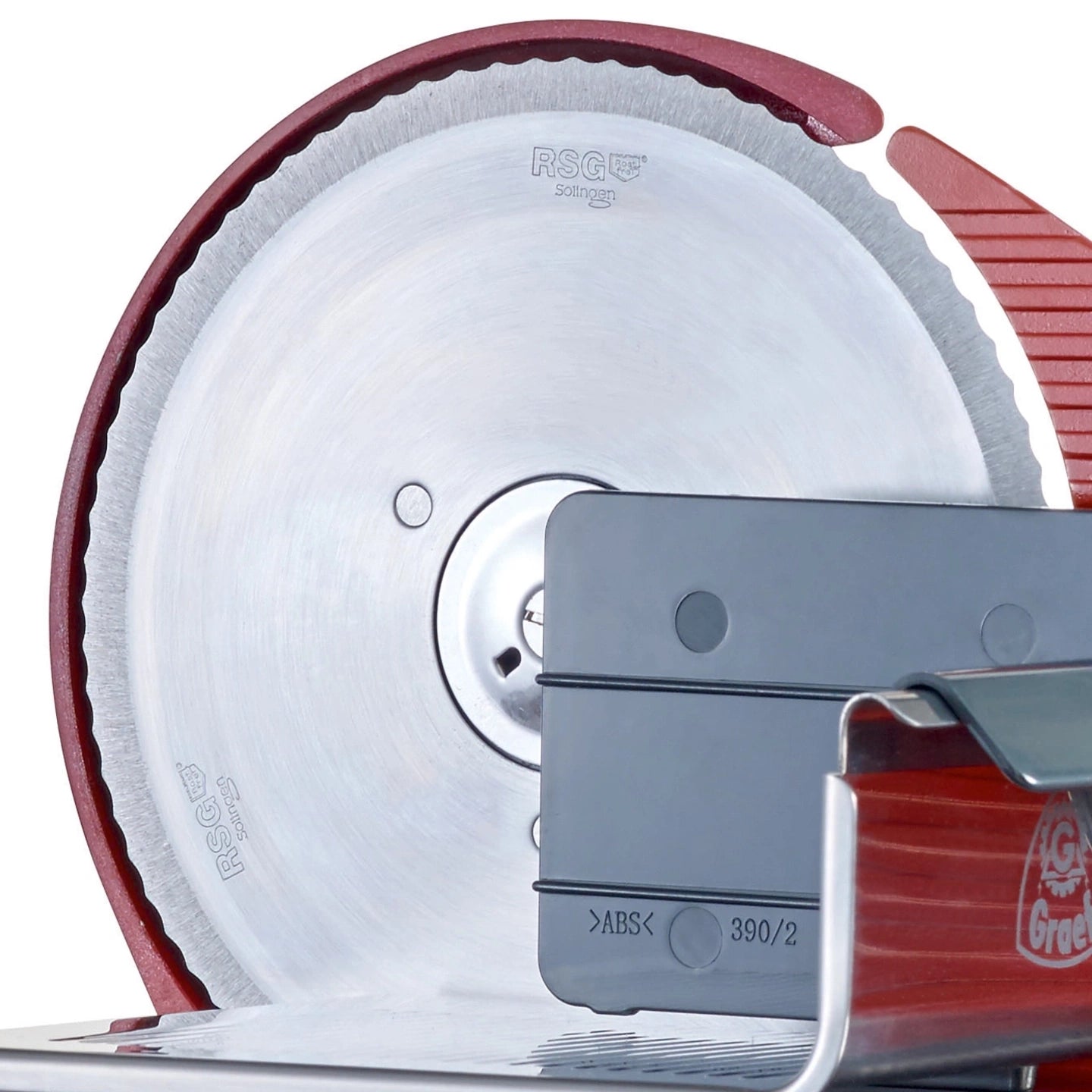 Handkurbel Schneidemaschine von GREAF - Allesschneider manuell in silber/rot und schwarz