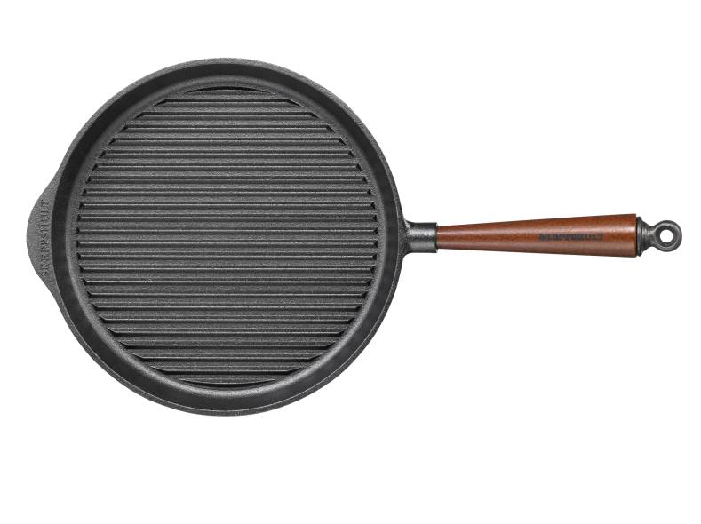 Grillpfanne aus Gusseisen 28 cm mit Holzgriff – Skeppshult