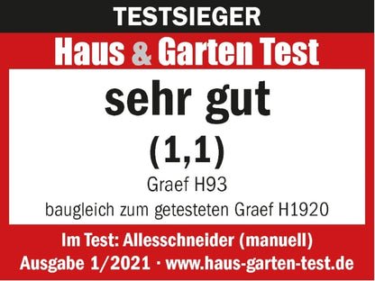 Handkurbel Schneidemaschine von GREAF - Allesschneider manuell in silber/rot und schwarz