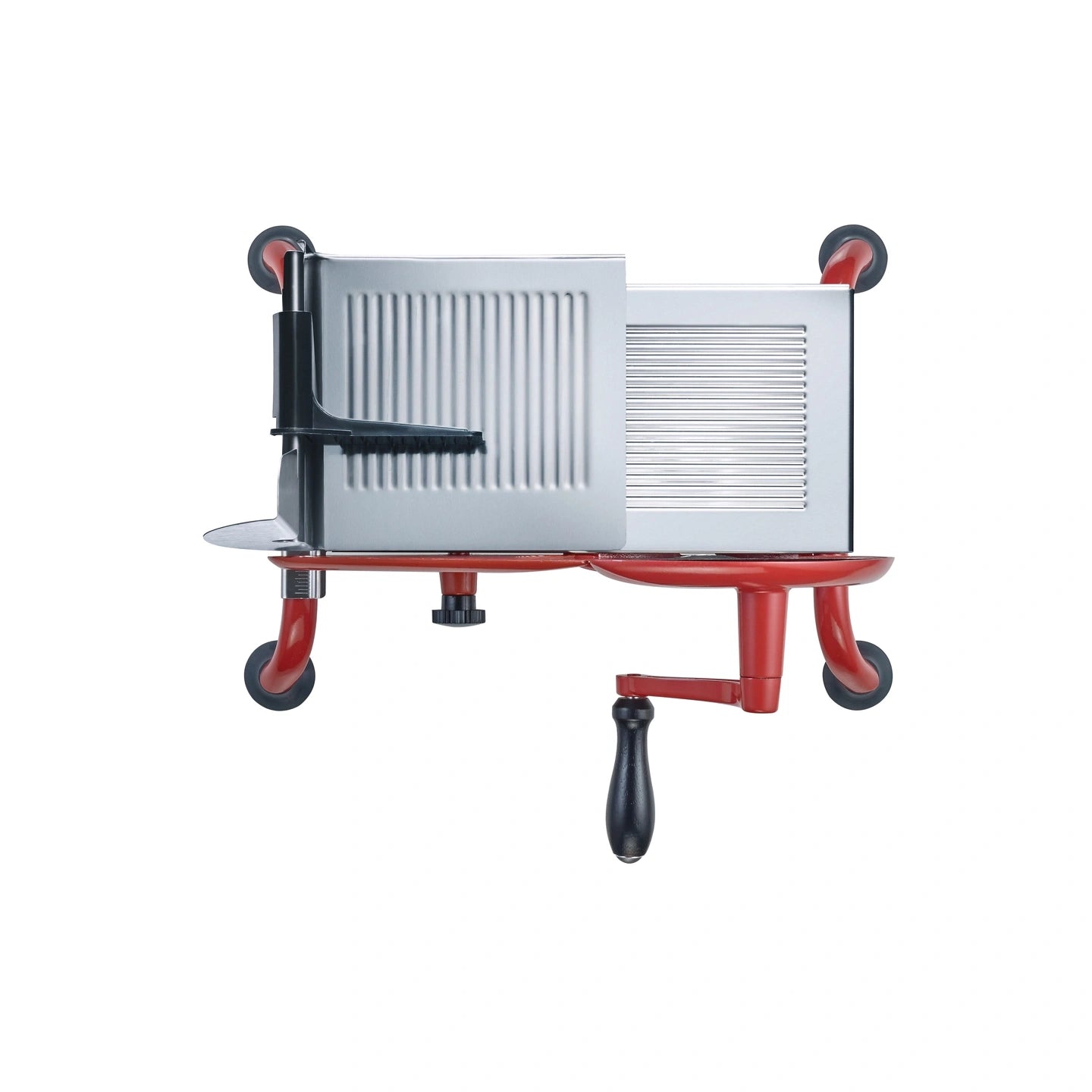 Handkurbel Schneidemaschine von GREAF - Allesschneider manuell in silber/rot und schwarz