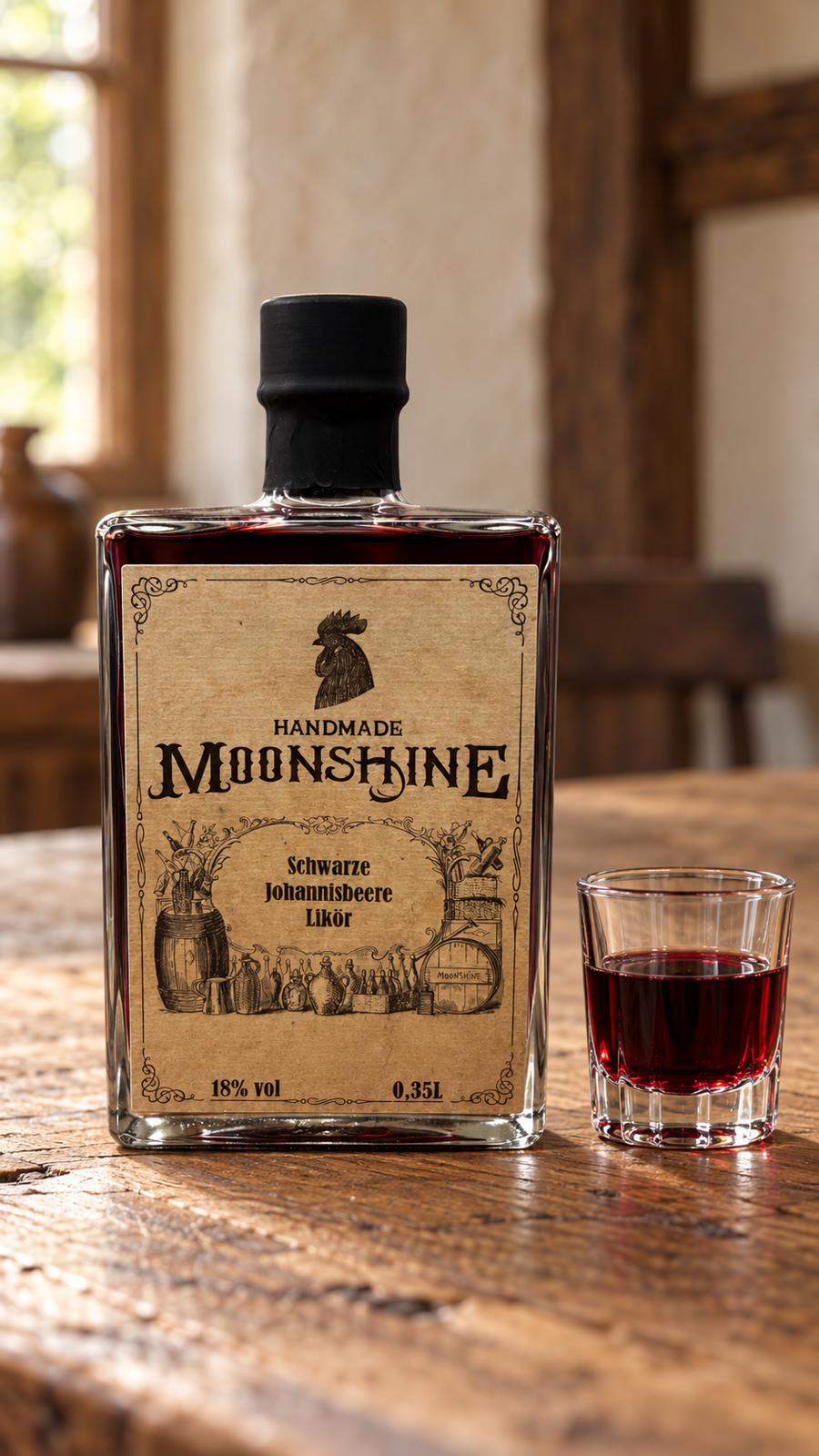 Handmade Moonshine - Schwarze-Johannisbeere-Likör, 18 % vol., 0,35 l