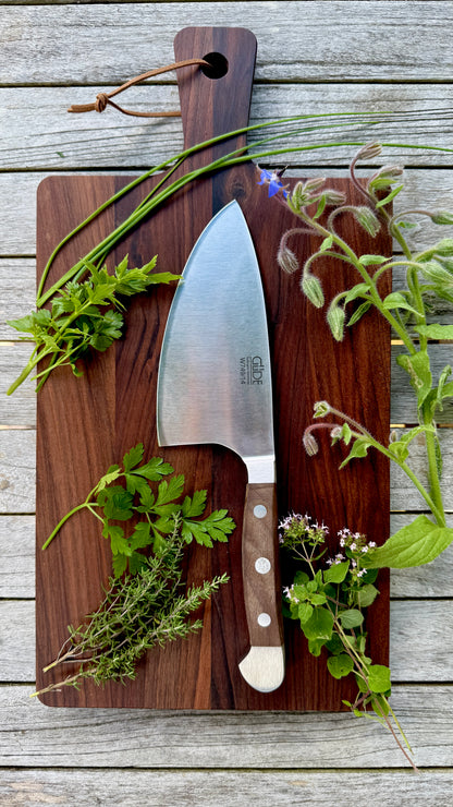 Geschenkset - Güde Kräutermesser Shark – Alpha Walnuss & Walnuss-/Buchenholzbrett