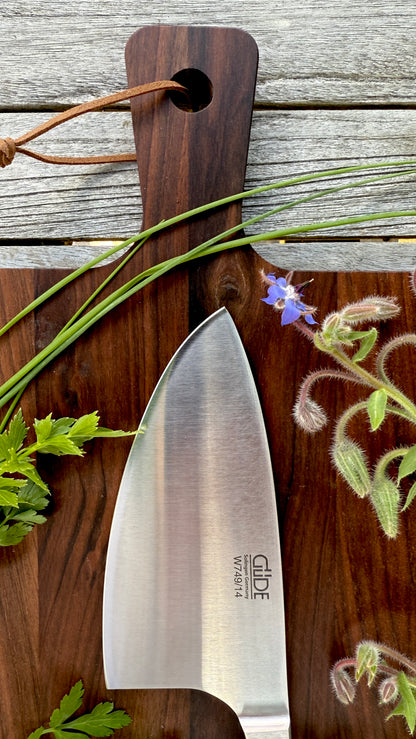 Geschenkset - Güde Kräutermesser Shark – Alpha Walnuss & Walnuss-/Buchenholzbrett