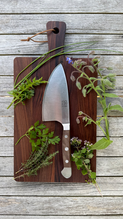 Geschenkset - Güde Kräutermesser Shark – Alpha Walnuss & Walnuss-/Buchenholzbrett
