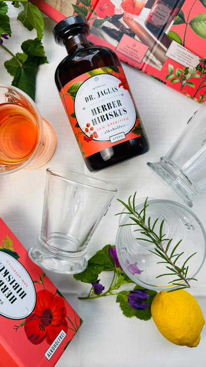 Geschenkset 4er Gläser La Rochère & Dr. Jaglas Hibiskus in Geschenkbox