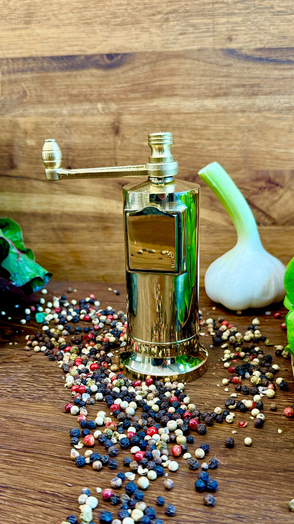 Pepper mill made of solid metal brass