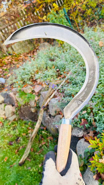 Krumpholz Gartensichel, klein – geschmiedet mit Eschengriff