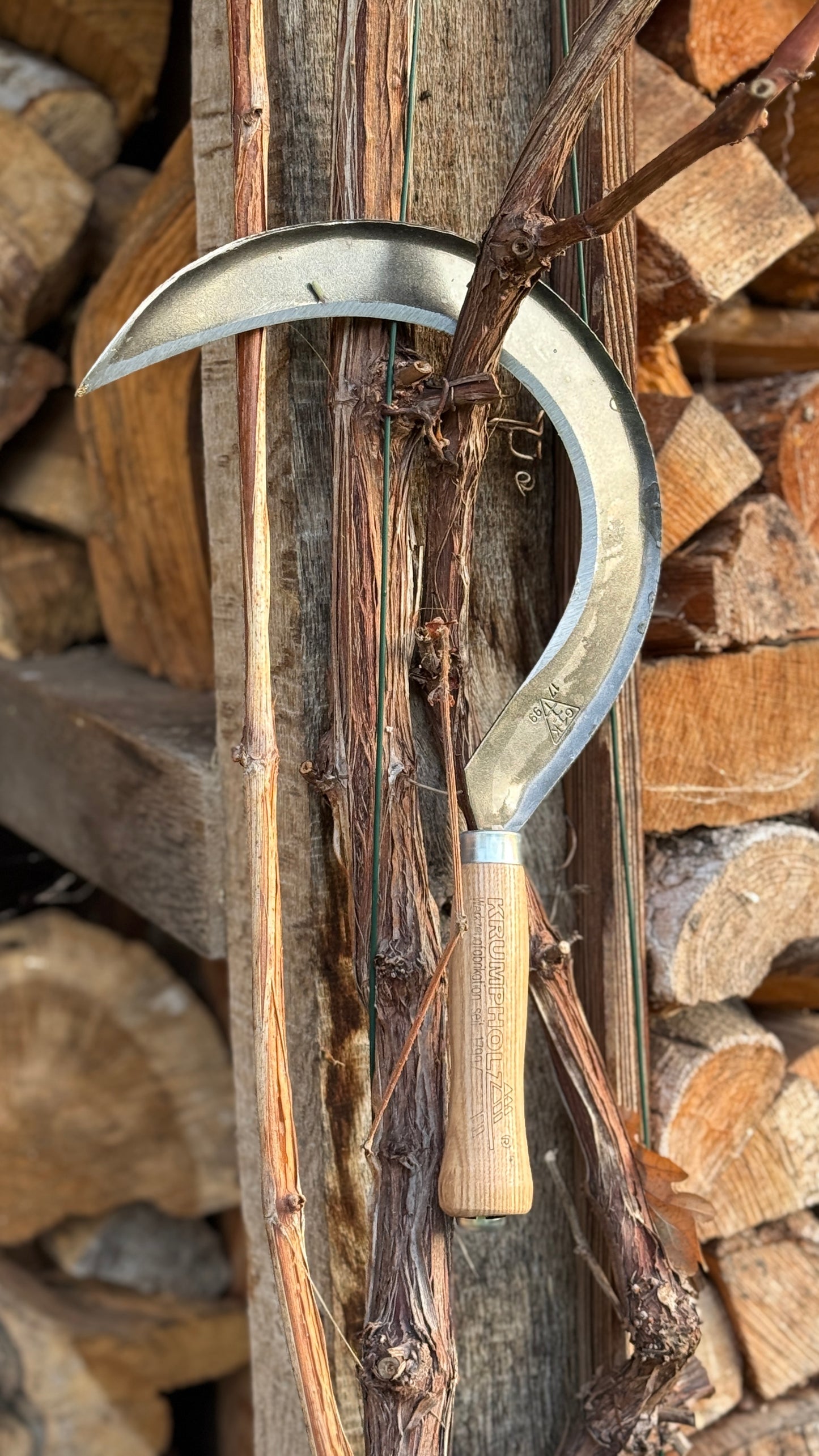 Krumpholz Gartensichel, klein – geschmiedet mit Eschengriff