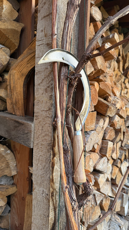 Krumpholz Gartensichel, klein – geschmiedet mit Eschengriff
