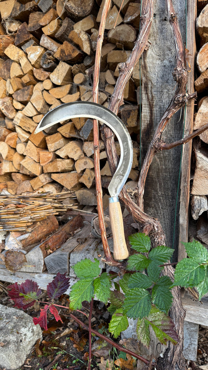Krumpholz Gartensichel, klein – geschmiedet mit Eschengriff