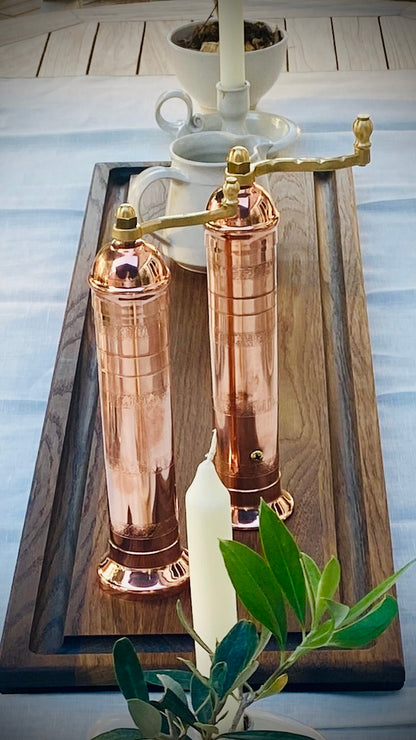 Gewürzmühle aus Metall in Kupfer für Salz, Pfeffer, Gewürze
