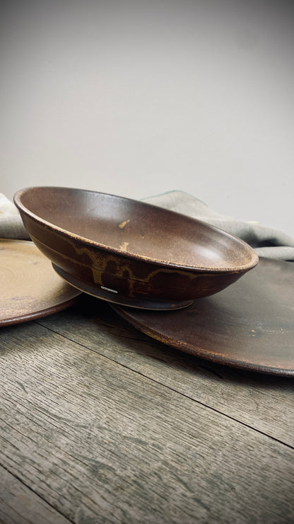 Handgetöpferte 3er Set-Tischserie Klassik mit spezial Glasur
