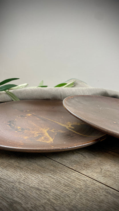 Handgetöpferte 3er Set-Tischserie Klassik mit spezial Glasur