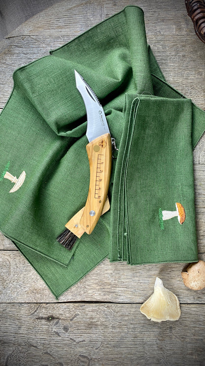 Geschenk-Set Korb & Pilzmesser & 2 Leinenservietten