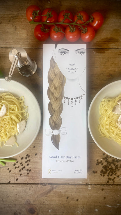 Zopf-Spaghetti & zwei handgetöpferte Pastateller als Geschenk-Set
