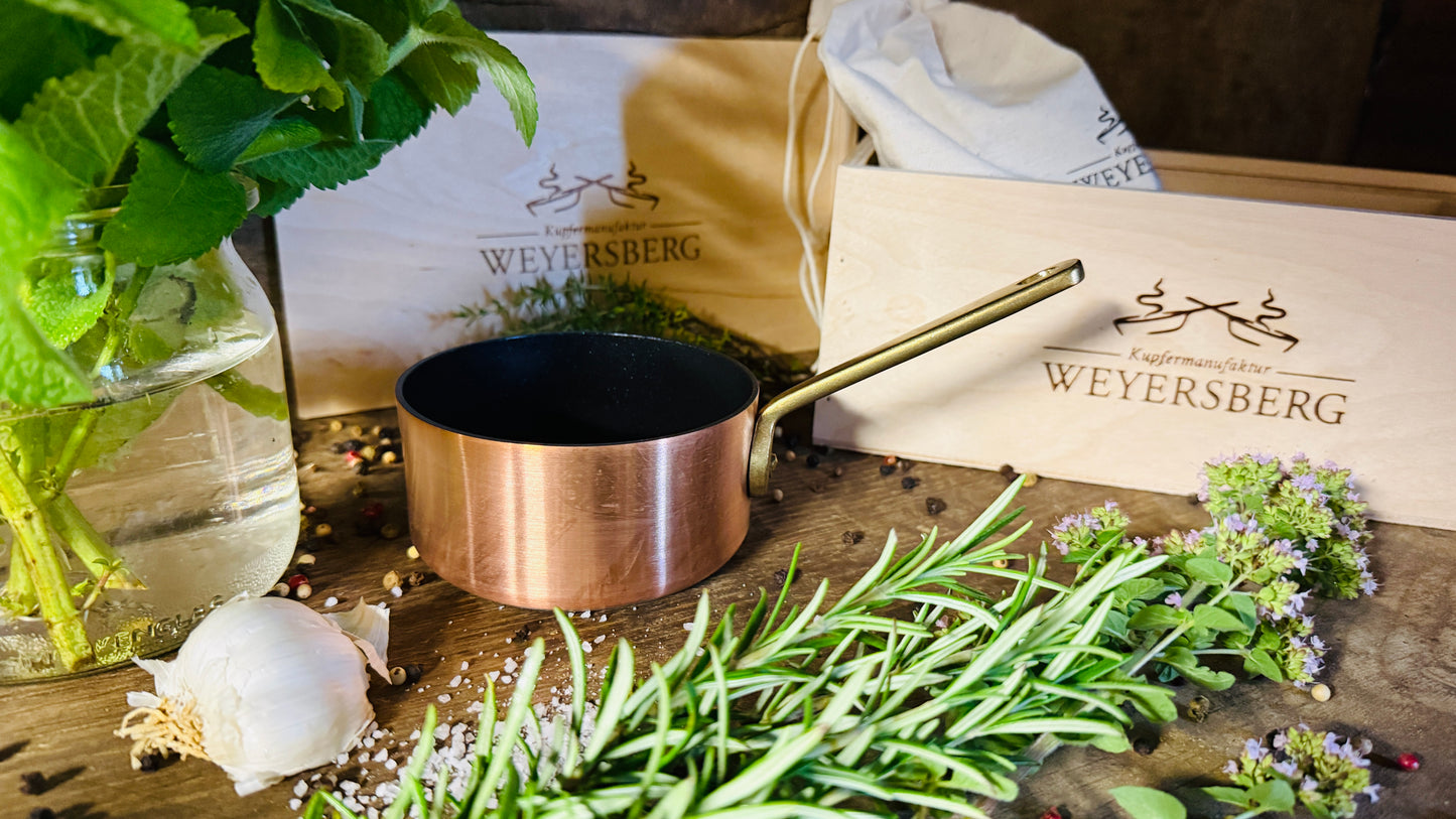 Weyersberg Kupfer-Butterpfännchen für Induktion – Butterwärmer & Soßentopf 10 cm Durchmesser