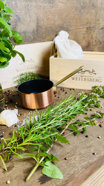 Weyersberg Kupfer-Butterpfännchen für Induktion – Butterwärmer & Soßentopf 10 cm Durchmesser