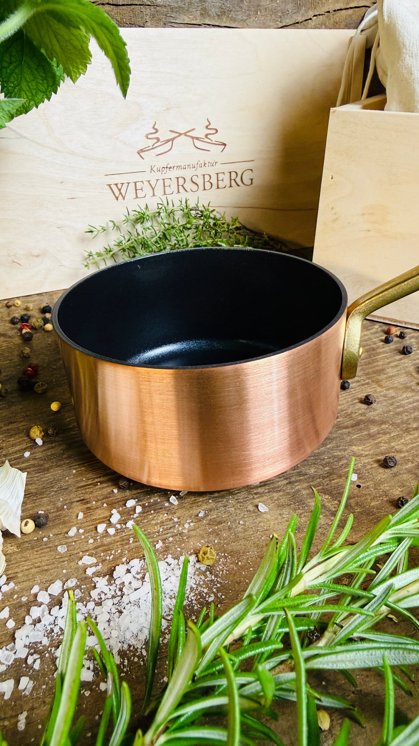 Weyersberg Kupfer-Butterpfännchen für Induktion – Butterwärmer & Soßentopf 10 cm Durchmesser