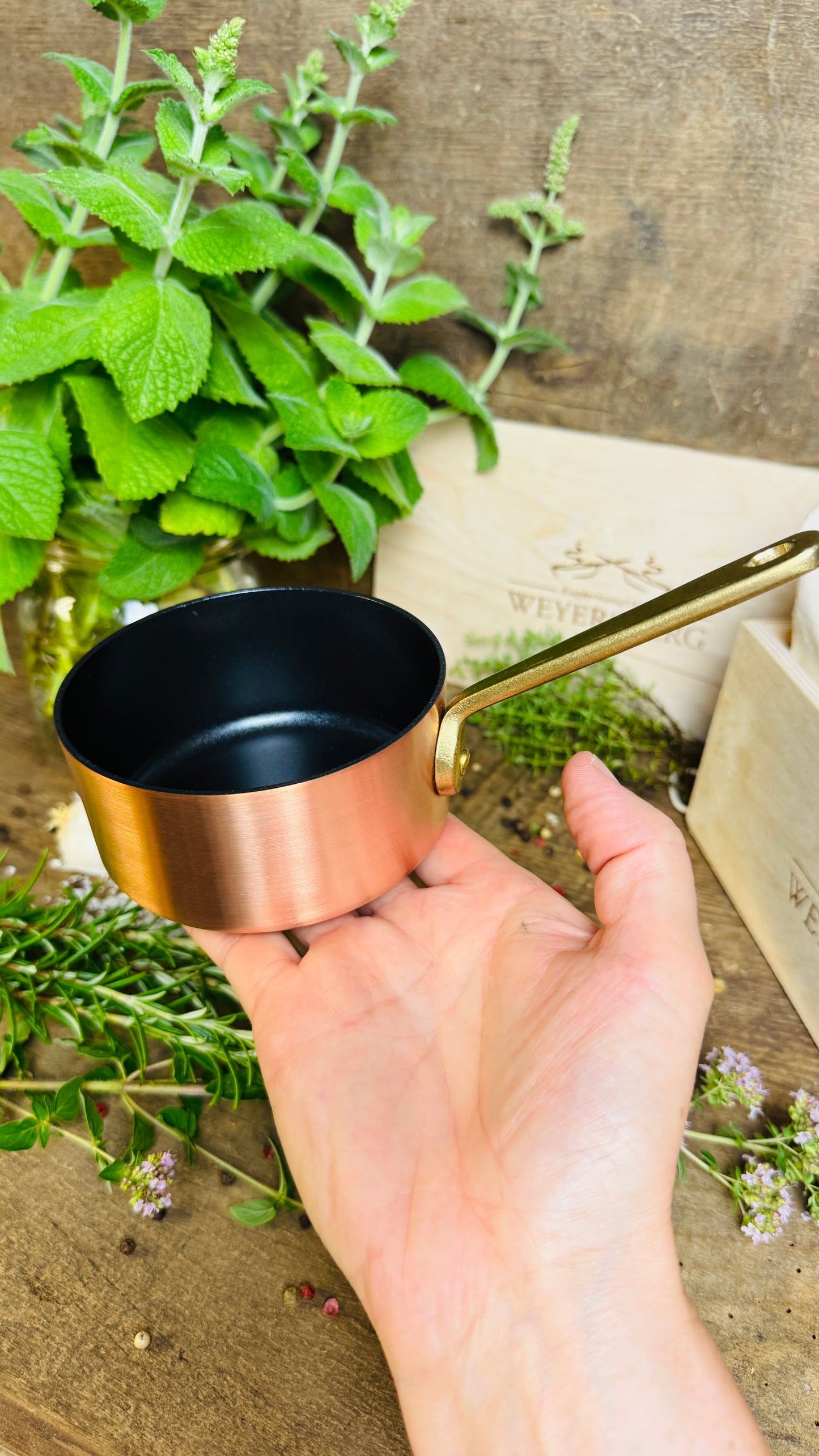 Weyersberg Kupfer-Butterpfännchen für Induktion – Butterwärmer & Soßentopf 10 cm Durchmesser