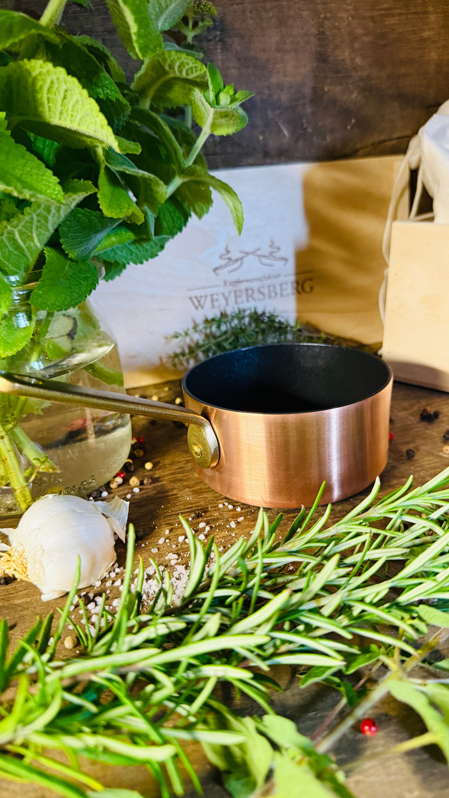 Weyersberg Kupfer-Butterpfännchen für Induktion – Butterwärmer & Soßentopf 10 cm Durchmesser