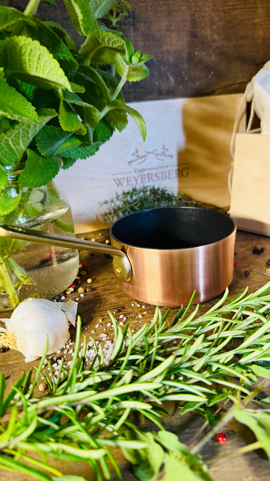 Weyersberg Kupfer -Butterpfännchen für Induktion – Butterwärmer & Soßentopf 10 cm Durchmesser