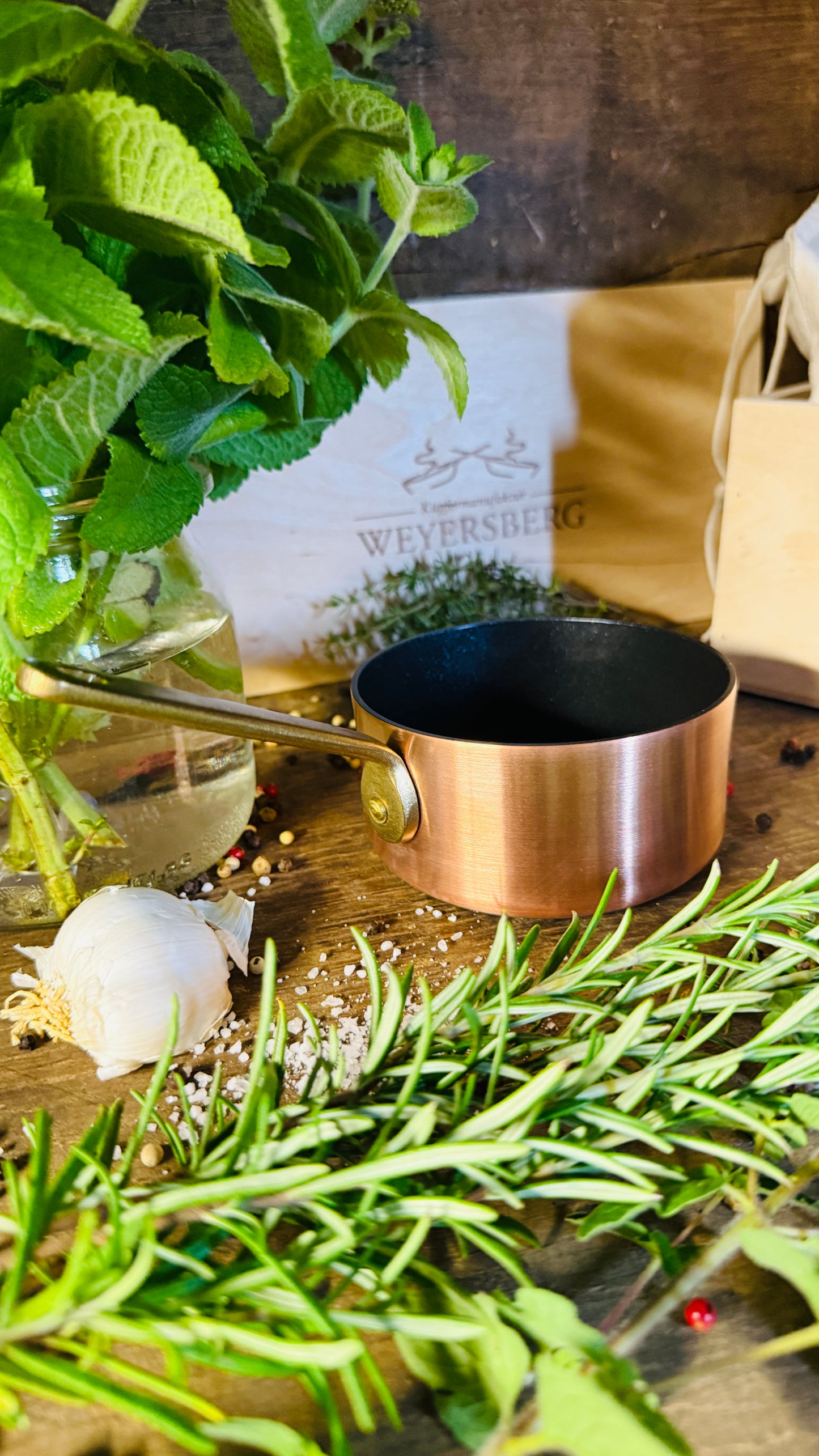 Weyersberg Kupfer-Butterpfännchen für Induktion – Butterwärmer & Soßentopf 10 cm Durchmesser