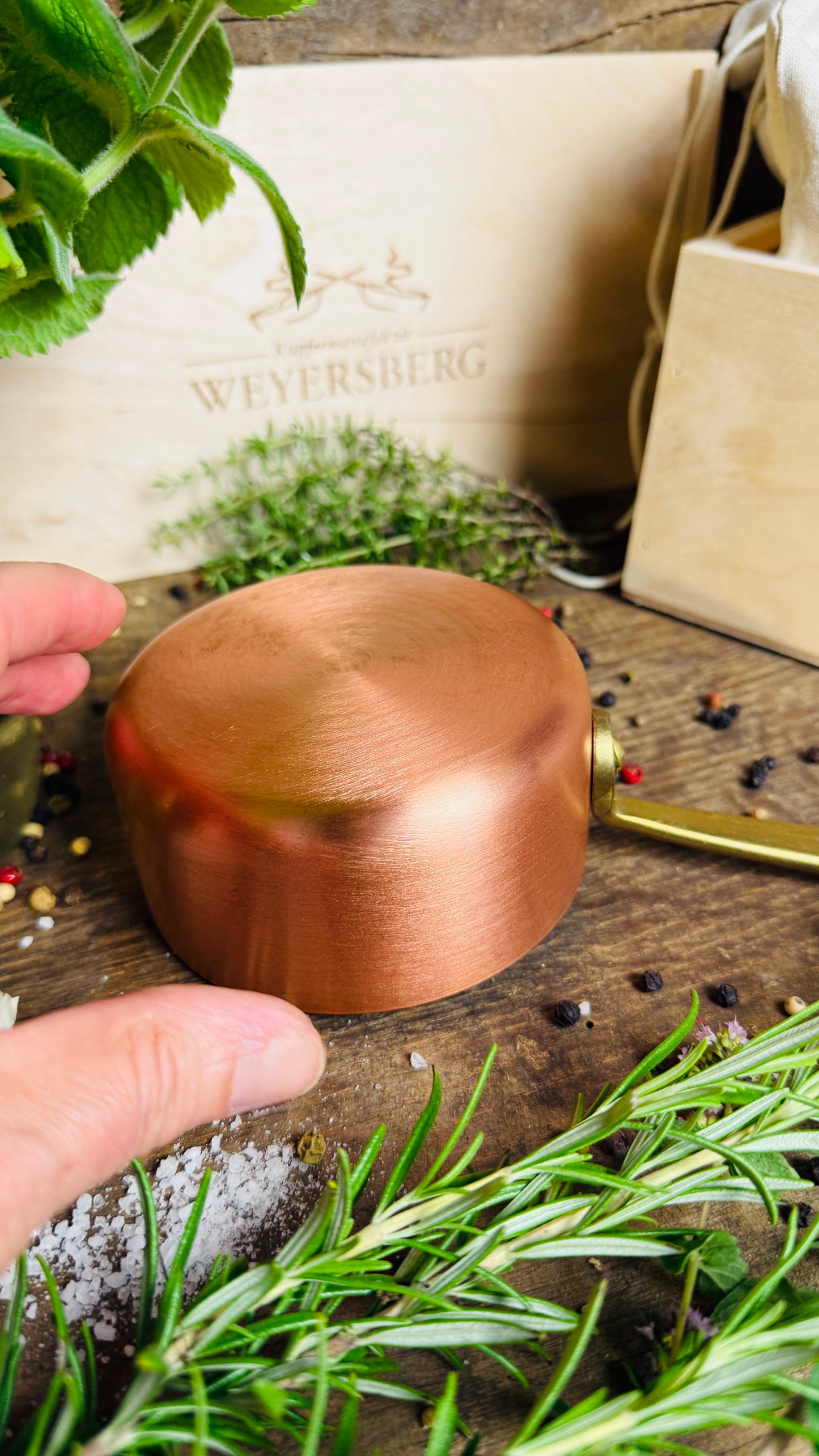 Weyersberg Kupfer-Butterpfännchen – Butterwärmer & Soßentopf 10 cm Durchmesser (nicht Induktionsgeeinigt)
