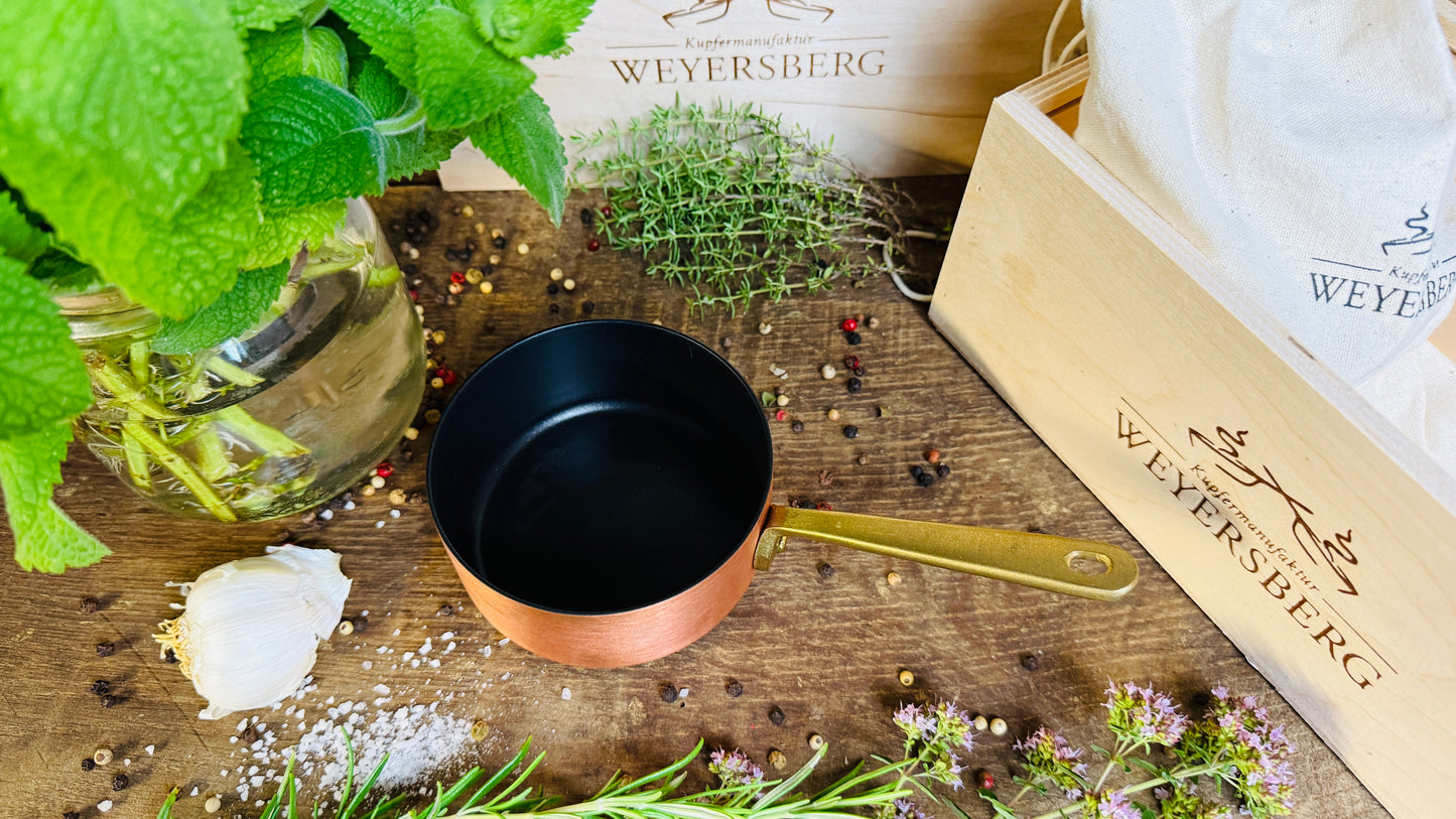 Weyersberg Kupfer-Butterpfännchen – Butterwärmer & Soßentopf 10 cm Durchmesser (nicht Induktionsgeeinigt)